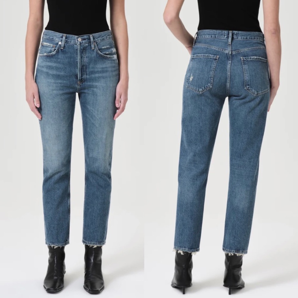 AGOLDE Riley High Rise Straight Crop Jean in Frequency